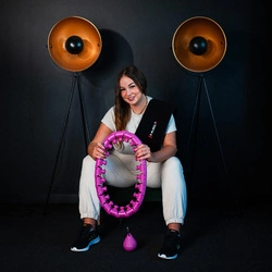 ZESTAW HULA HOP PLUS SIZE HHW12 VIOLET Z WYPUSTKAMI I OBCIĄŻNIKIEM HMS + PAS BR163 BLACK