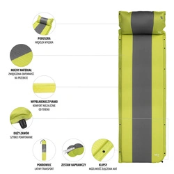 Mata samopompująca z poduszką NC4349 zielono-szara NILS CAMP