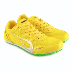 Żółte buty lekkoatletyczne z kolcami do biegów i skoków na bieżni Legend