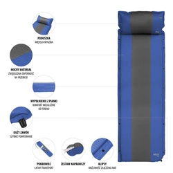 Mata samopompująca z poduszką NC4349 niebiesko-szara NILS CAMP