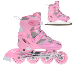 Łyżworolki z wym. pł. hokejową NH18366 A 2w1 pink rozm.L(39-42) NILS EXTREME