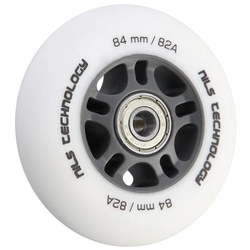 Kółka PU 84x24 82A białe matowe (4 szt.) + łożyska ABEC-9 CHROME (8 szt.) zestaw NILS EXTREME