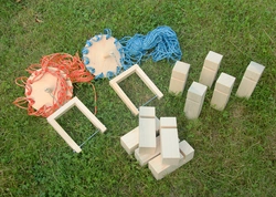 Gra integracyjna Wieża DŻWIG Wieża współpracy podwójna zielono żółta