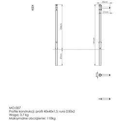 Poręcze do dipów zewnętrzne (krótkie) MO-007 - Marbo Sport