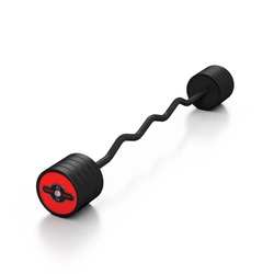 Sztanga gumowana łamana 40 kg czerwony połysk - Marbo Sport