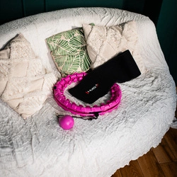 ZESTAW HULA HOP PLUS SIZE HHW12 VIOLET Z WYPUSTKAMI I OBCIĄŻNIKIEM HMS + PAS BR163 BLACK