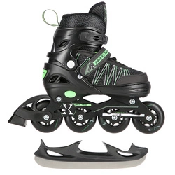 Łyżworolki z wym. pł. hokejową NH11912 A 2w1 black/green rozm. M(35-38) NILS EXTREME