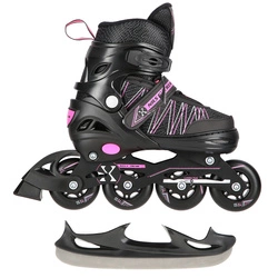 Łyżworolki z wym. pł. hokejową NH11912 A 2w1 black/pink rozm. M(35-38) NILS EXTREME