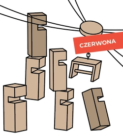 Gra integracyjna Wieża DŻWIG, wieża współpracy czerwony