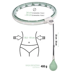 Hula Hop HHM15 GREEN z magnesem i obciążnikiem + licznik hms