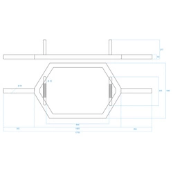 Gryf heksagonalny 170cm/50mm GHX02B HMS