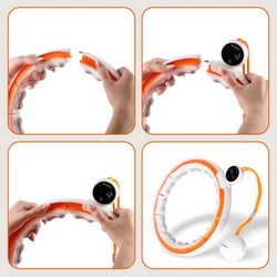 HHM21 HULA HOP WHITE/ORANGE Z MAGNESAMI, WYPUSTKAMI TPE I OBCIĄŻNIKIEM + LICZNIK HMS