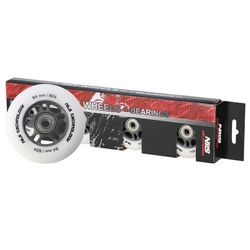 Kółka PU 84x24 82A białe matowe (4 szt.) + łożyska ABEC-9 CHROME (8 szt.) zestaw NILS EXTREME