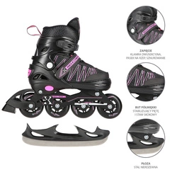 Łyżworolki z wym. pł. hokejową NH11912 A 2w1 black/pink rozm. L(39-42) NILS EXTREME