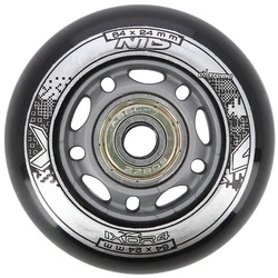 Kółka PU 64x24 82A czarne N (4 szt.) + łożyska ABEC-9 (8 szt.) zestaw NILS EXTREME