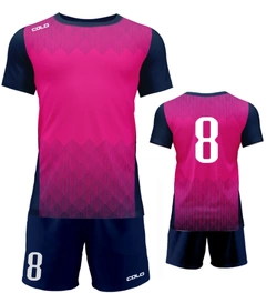 Komplet piłkarski sublimowany Corner różowo-granatowe