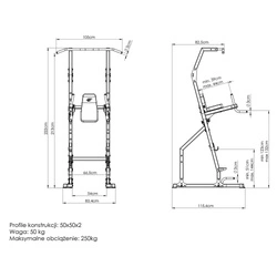Poręcz stacjonarna z drążkiem do podciągania MS-U110 2.0 - Marbo Sport