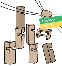 Gra integracyjna Wieża DŻWIG Wieża współpracy podwójna zielono żółta