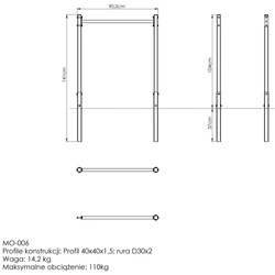 Poręcze do dipów zewnętrzne (długie) MO-006 - Marbo Sport